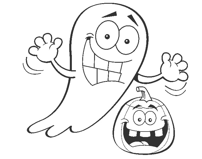 Kolorowanka duch straszy w Halloween